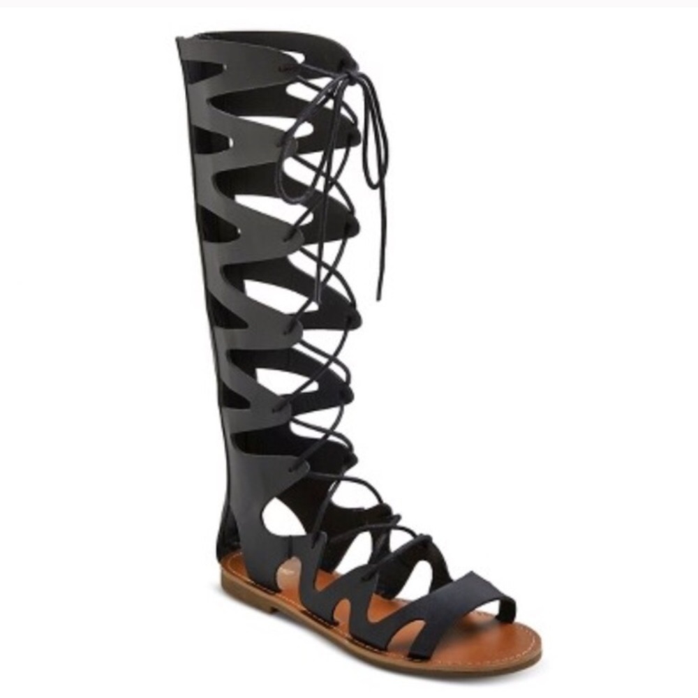 Black long Gladiator sandals